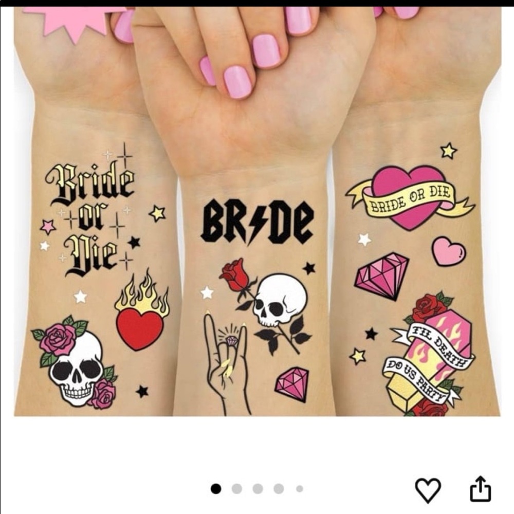 Partially Used XOFetti Bride or Die Bachelorette Temporary Tattoos